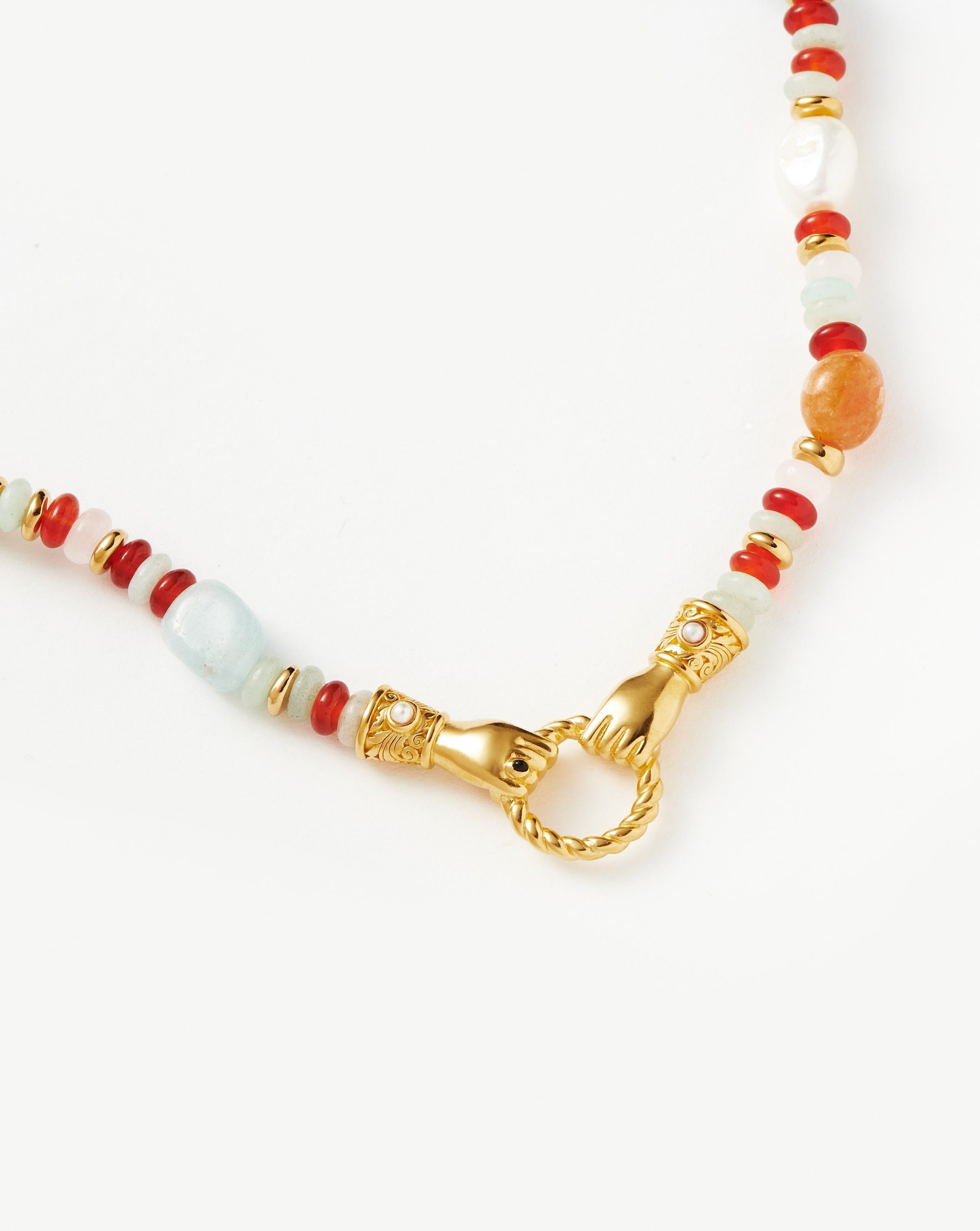 Harris Reed In Good Hands Beaded Gemstone Necklace | 18ct Gold Plated/Multi Gemstone & Pearl Necklaces Missoma 