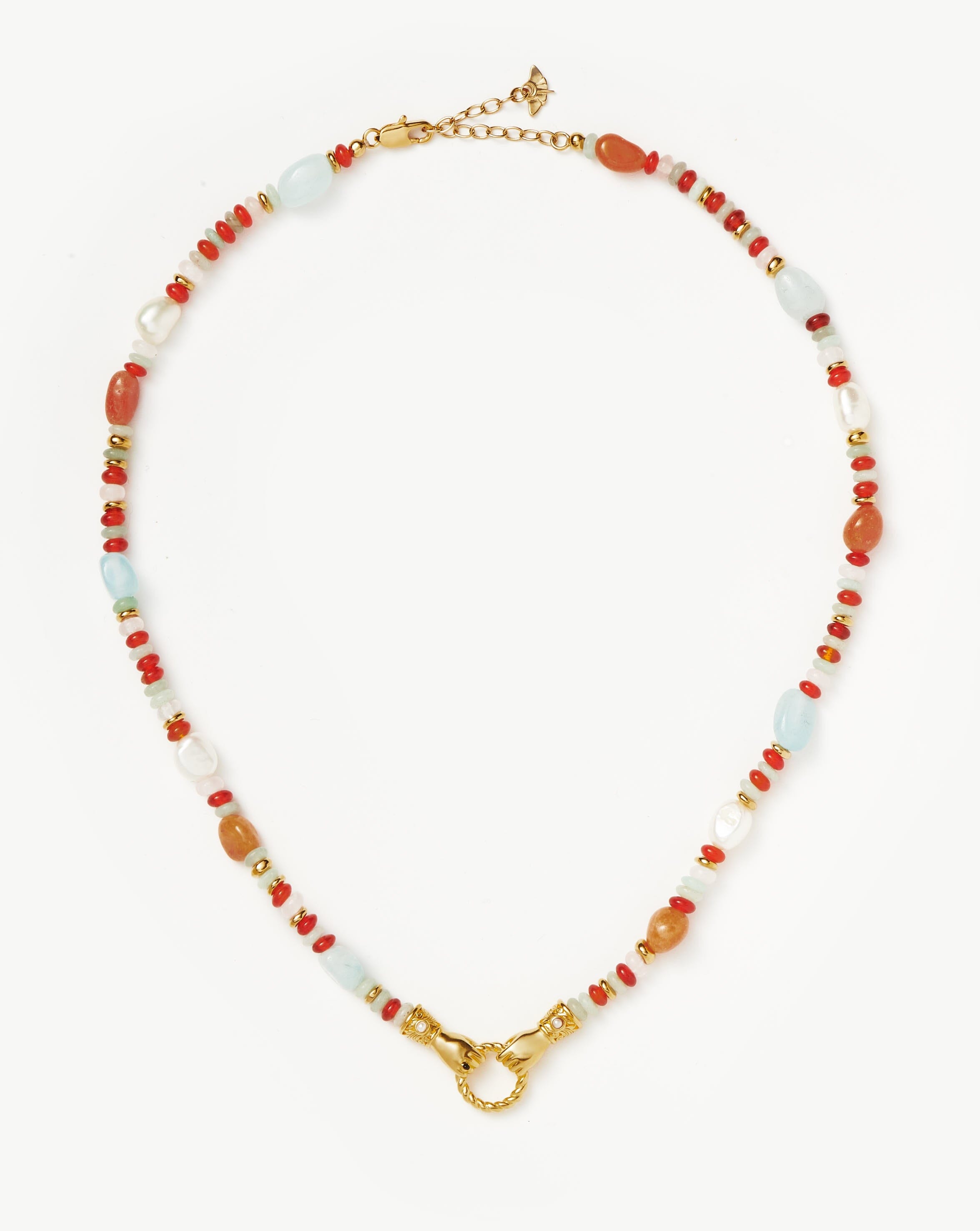 Harris Reed In Good Hands Beaded Gemstone Necklace | 18ct Gold Plated/Multi Gemstone & Pearl Necklaces Missoma 