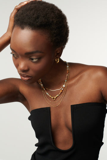 Harris Reed In Good Hands Beaded Gemstone Necklace | 18ct Gold Plated/Multi Gemstone & Pearl Necklaces Missoma 