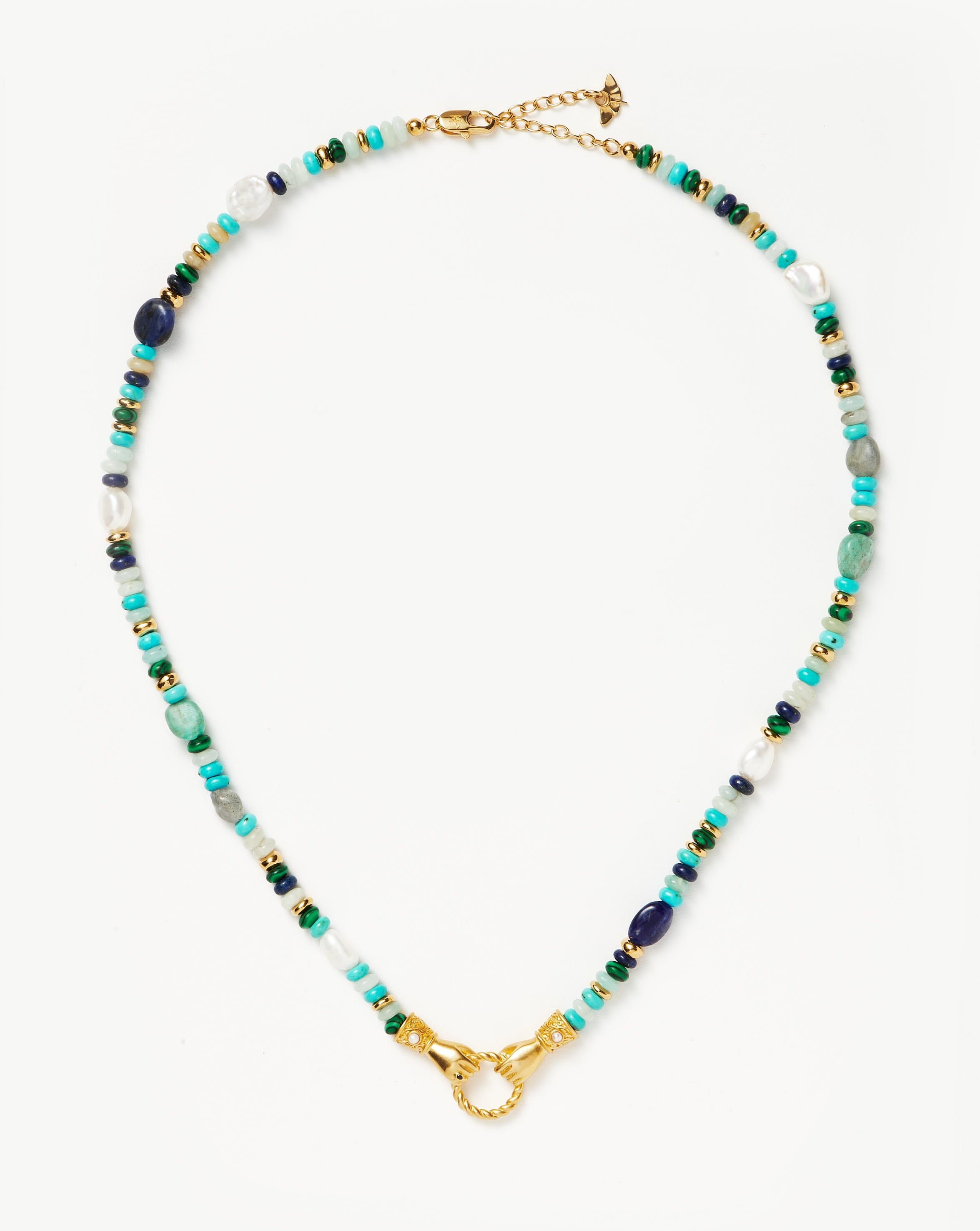 Harris Reed In Good Hands Beaded Gemstone Necklace |18ct Gold Plated ...