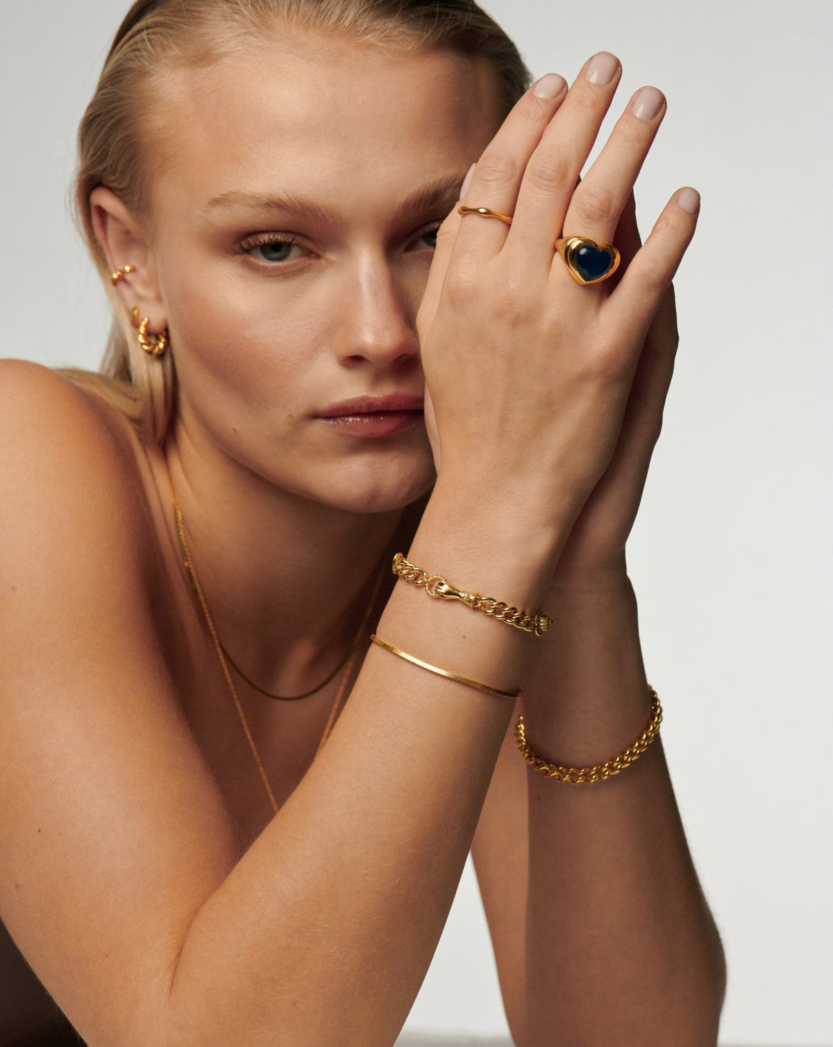 Harris Reed In Good Hands Charm Bracelet 18ct Gold Plated/Black Onyx