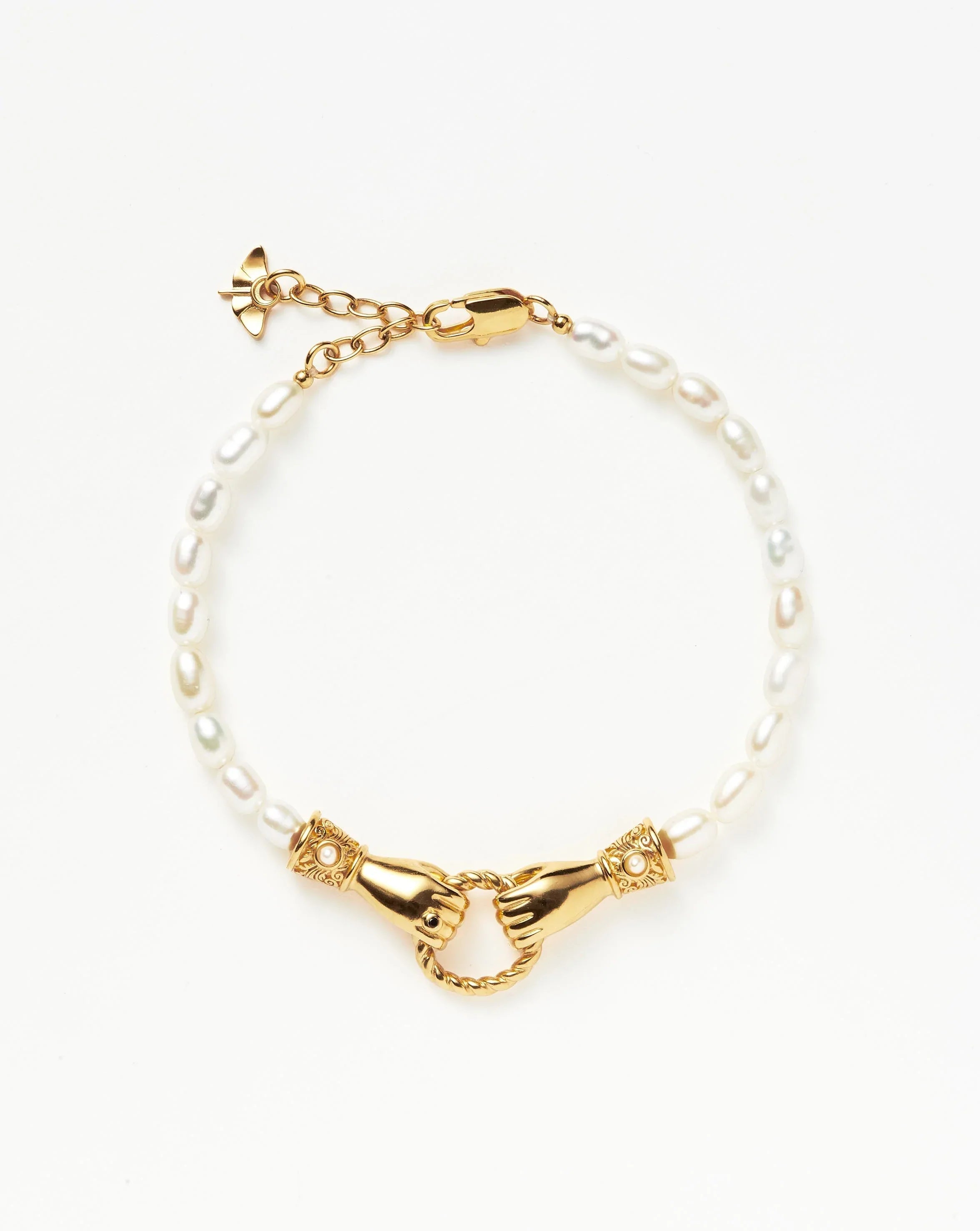 Harris Reed In Good Hands Pearl Bracelet | 18ct Gold Plated/Pearl & Black Onyx Bracelets Missoma 