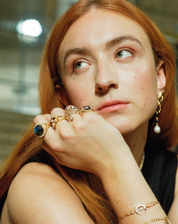 Harris Reed Labradorite Cocktail Ring | 18ct Gold Plated/Pearl & Labradorite Rings Rings Missoma 