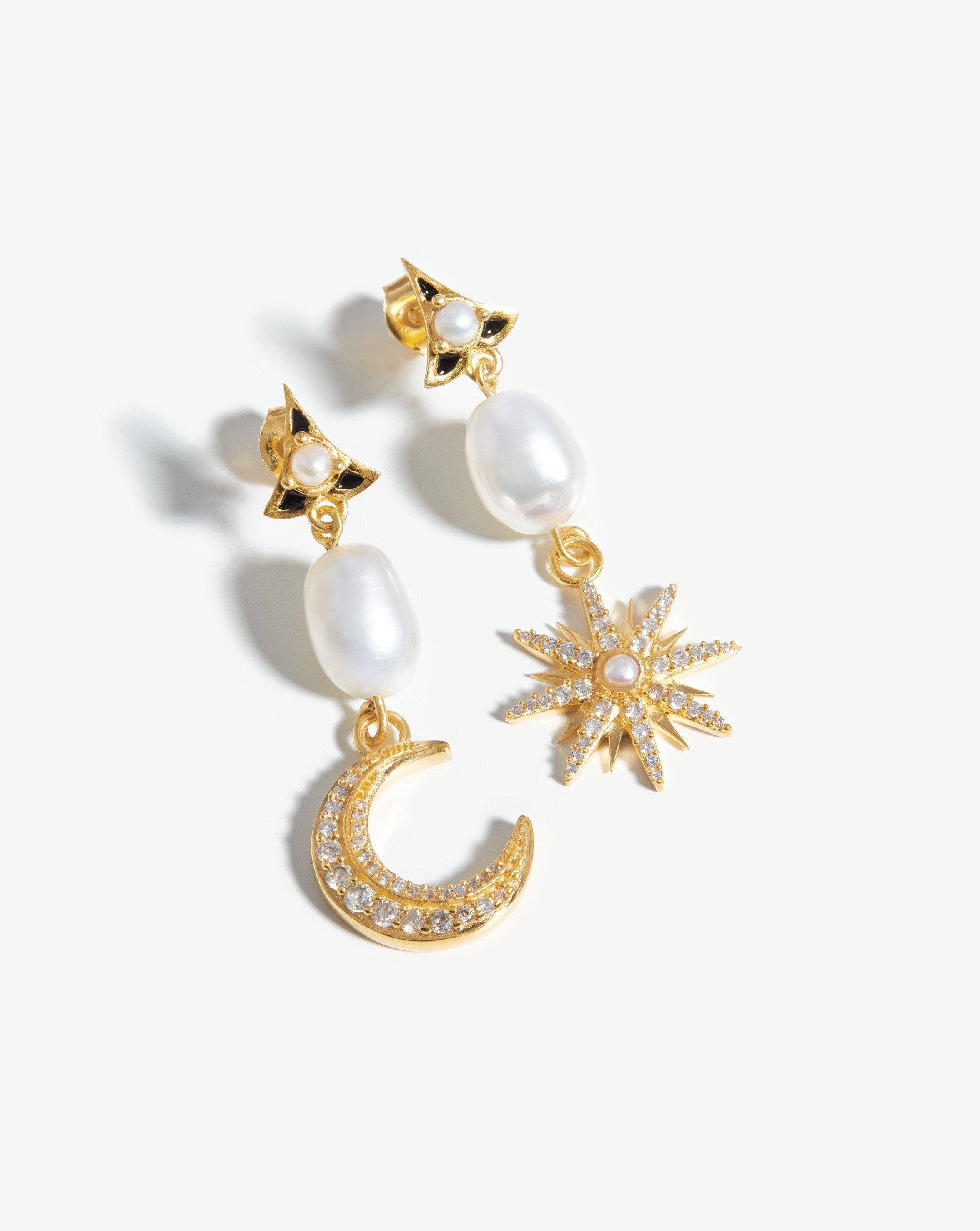 Harris Reed Moonlight Pearl Drop Earrings | 18ct Gold Plated/Pearl Earrings Missoma 