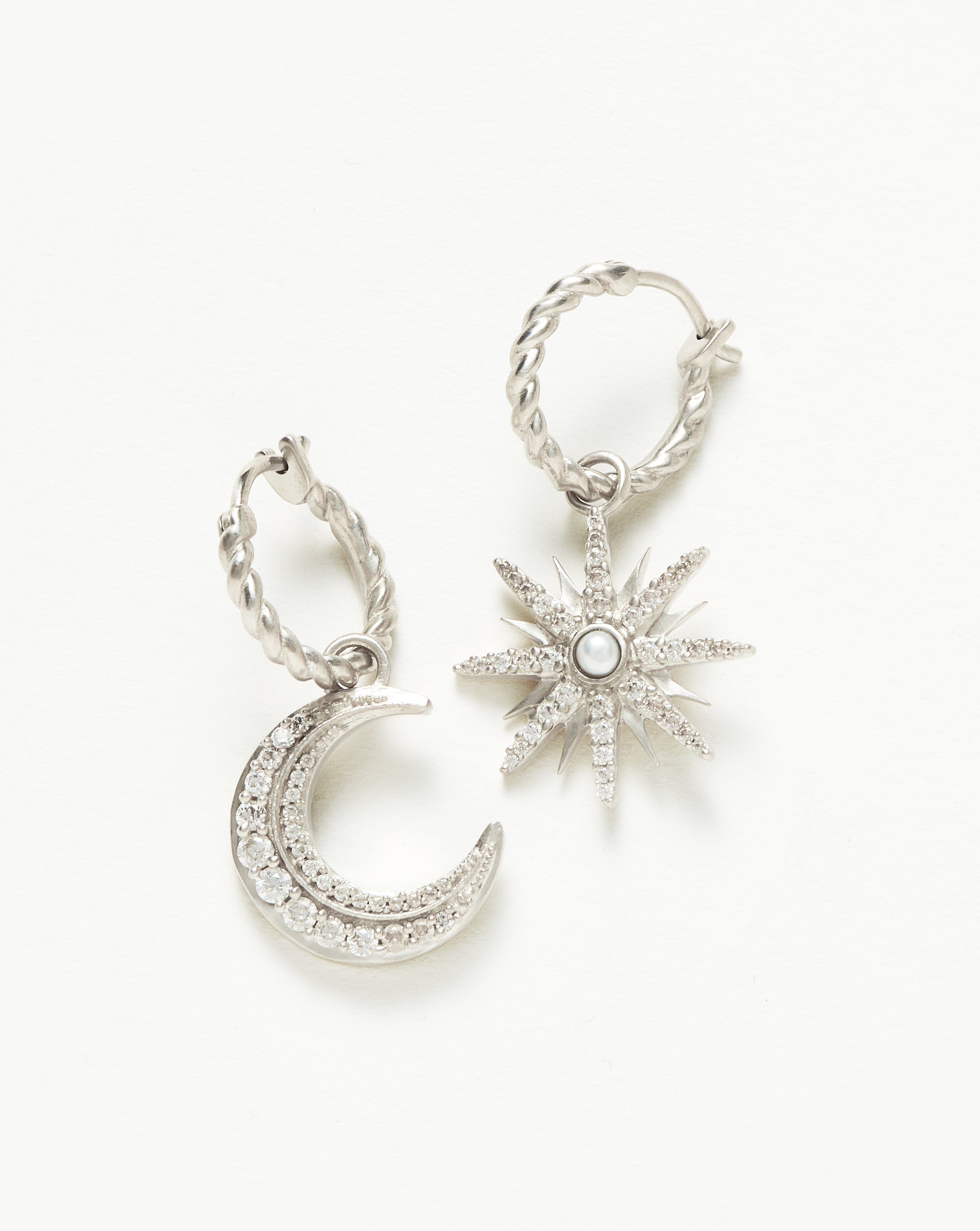 Harris Reed Moonlight Pearl Hoop Earrings | Silver Plated/Pearl ...