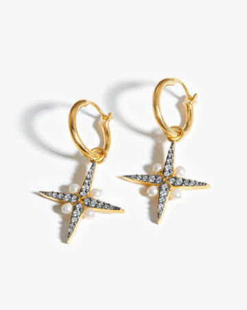 Harris Reed North Star Pearl Hoop Earrings | 18ct Gold Plated Vermeil/Pearl Earrings Missoma 