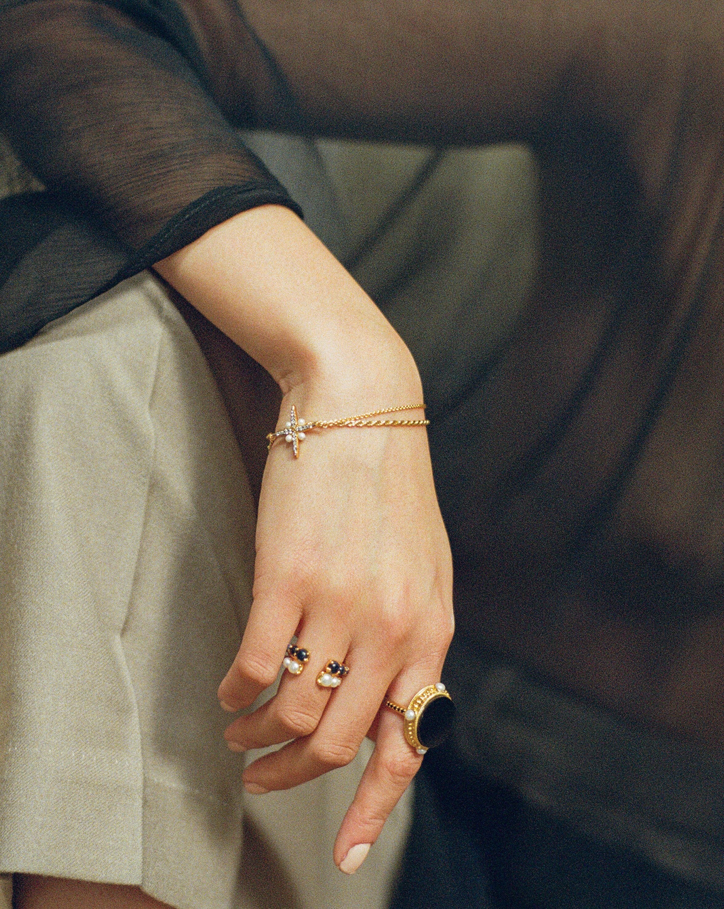 Harris Reed Pearl North Star Bracelet | 18ct Gold Plated Vermeil/Pearl Bracelets Missoma 
