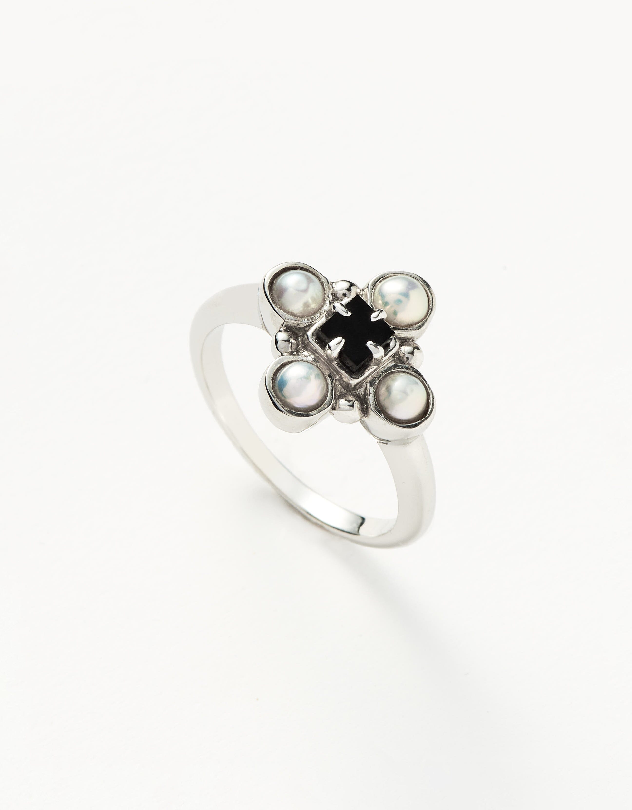 Harris Reed Quartet Ring | Sterling Silver/Pearl & Black Onyx Rings Missoma Sterling Silver/Pearl & Black Onyx US 5 