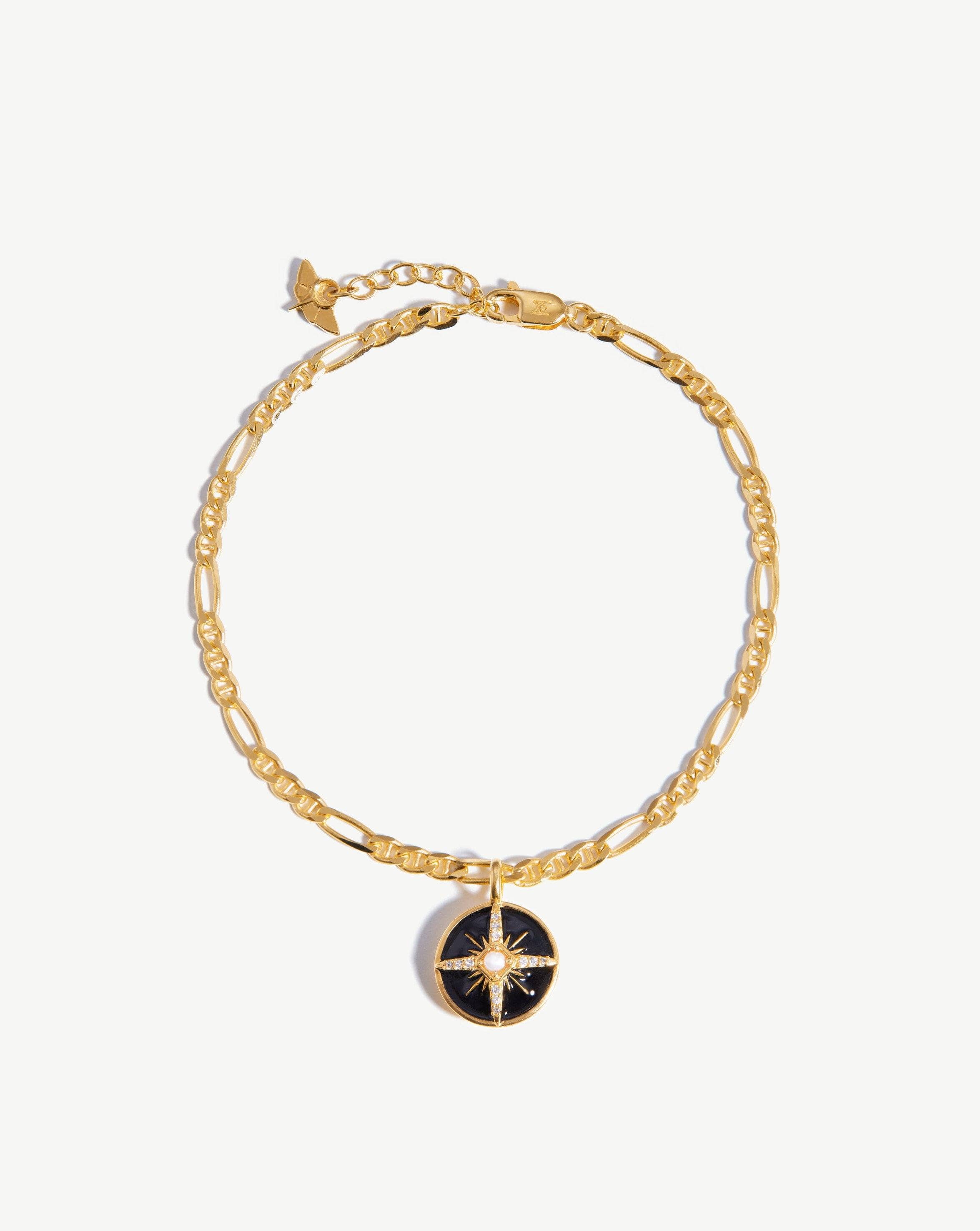Harris Reed Rising Star Chain Bracelet | 18ct Gold Plated/Pearl & Black Enamel Bracelets Missoma 