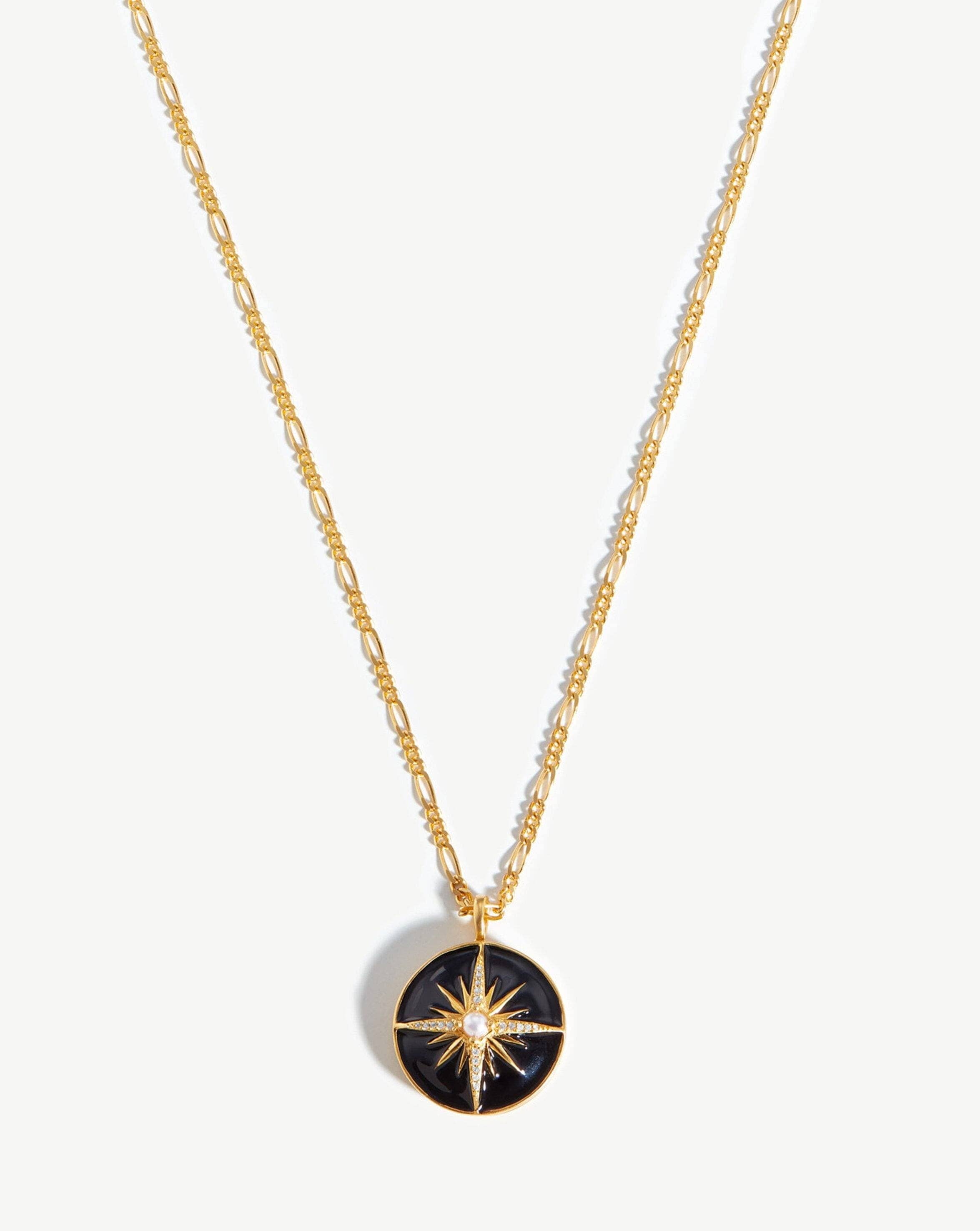 Harris Reed Rising Star Locket Necklace | 18ct Gold Plated/Pearl & Black Enamel Necklaces Missoma 