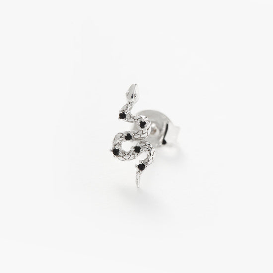 Harris Reed Serpent Single Stud Earring | Sterling Silver/Black Spinal Earrings Missoma Sterling Silver/Black Spinal 