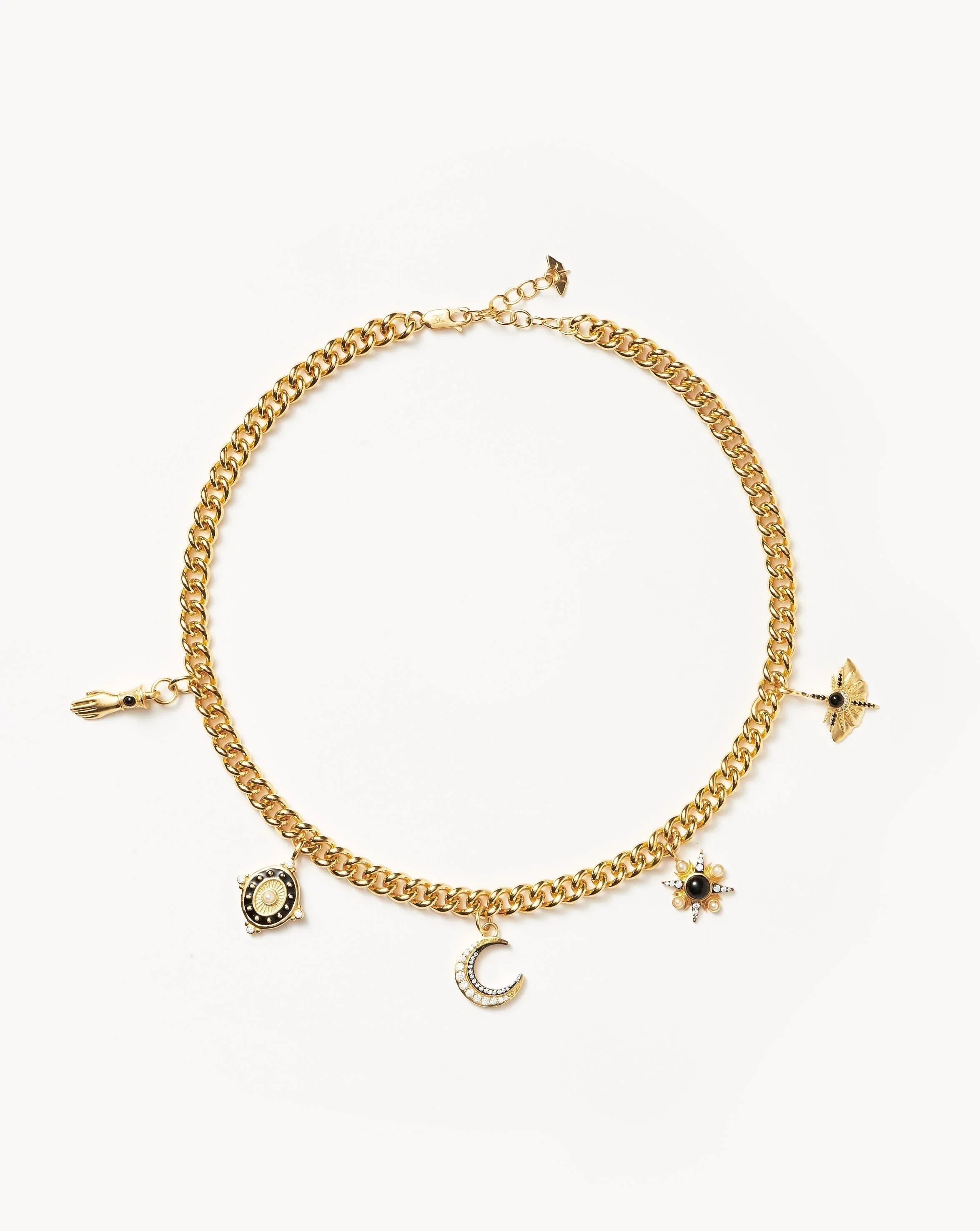 Harris Reed Symbols of Change Charm Choker | 18ct Gold Plated/Pearl, Onyx & Rainbow Moonstone Necklaces Missoma 