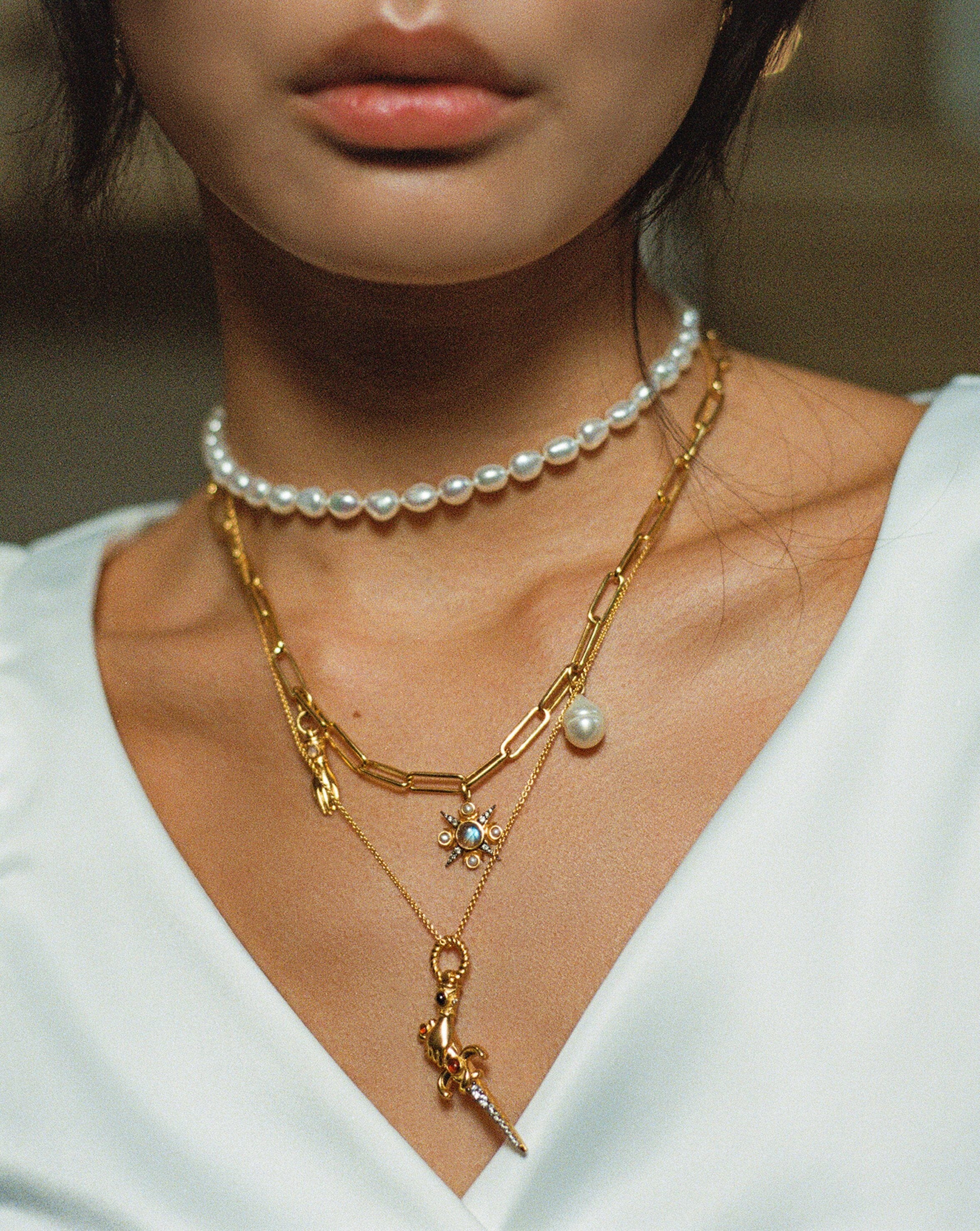 Harris Reed Symbols of Change Necklace | 18ct Gold Plated/Pearl & Labradorite Necklaces Missoma 