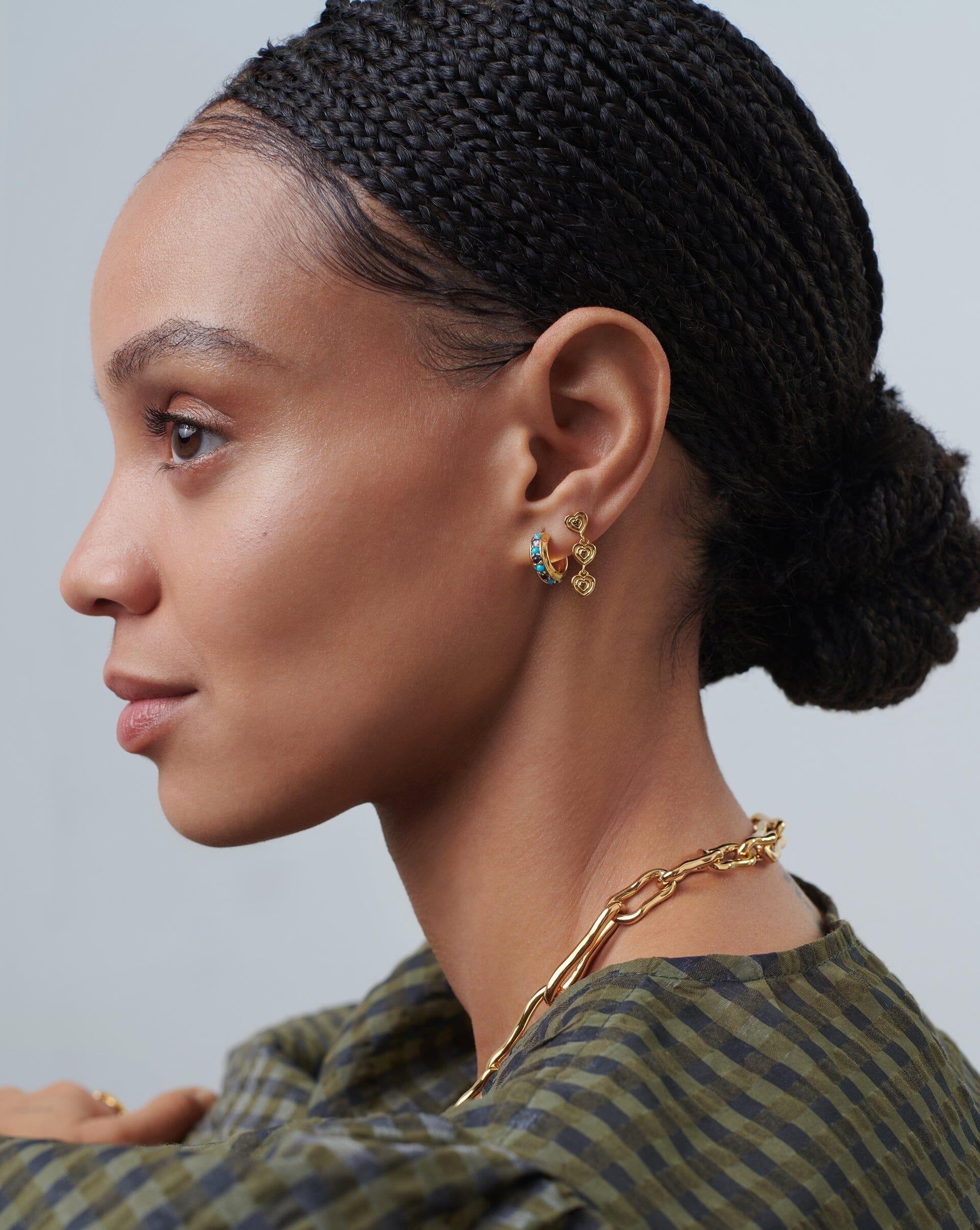 Hot Rox Gemstone Mini Hoop Earrings | 18ct Gold Plated Vermeil/Turquoise & Iolite Earrings Missoma 