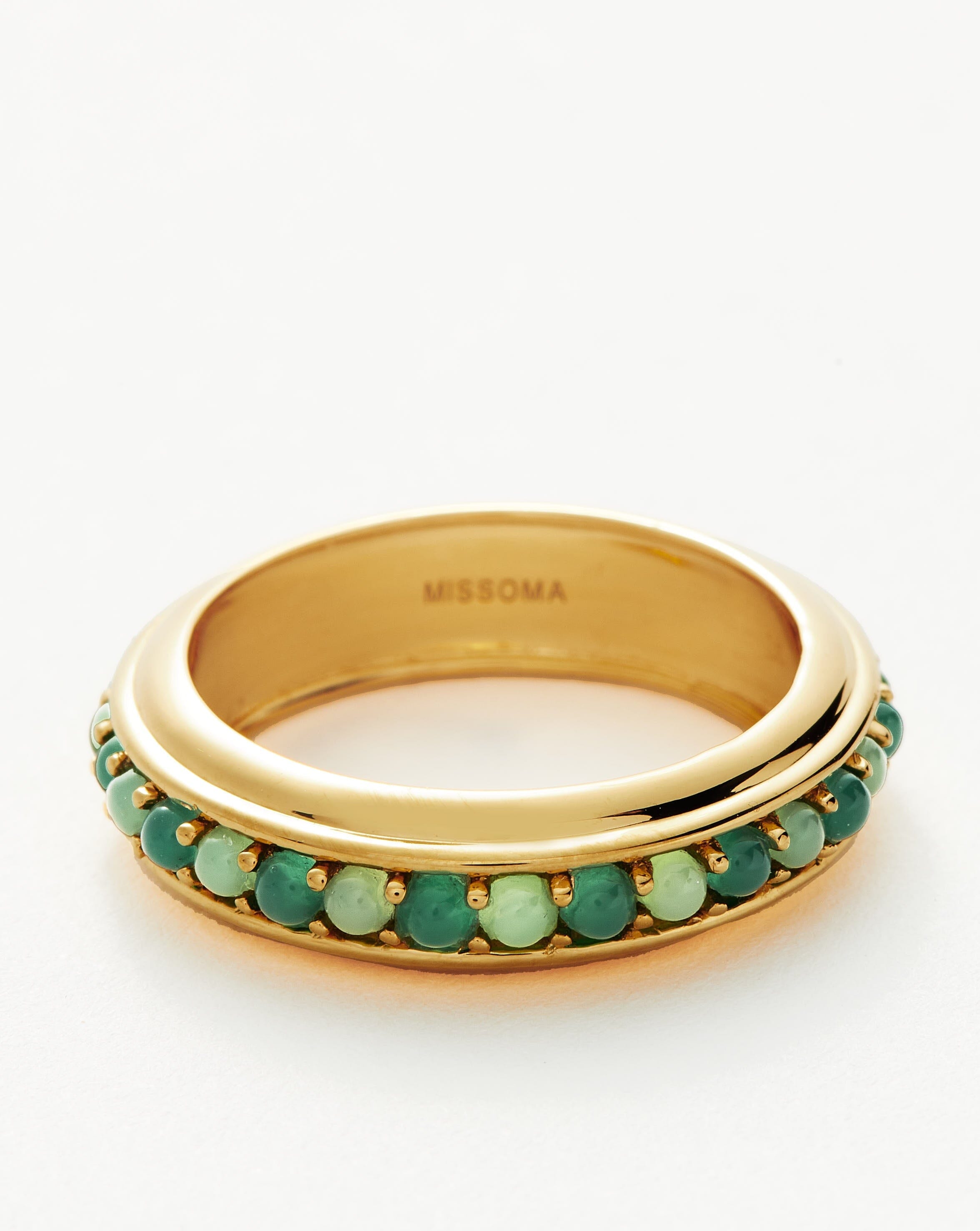 Hot Rox Gemstone Stacking Ring | 18ct Gold Plated Vermeil/Green Onyx & Chalcedony Rings Missoma 