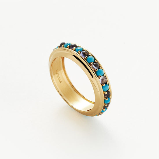 Hot Rox Gemstone Stacking Ring | 18ct Gold Plated Vermeil/Turquoise & Iolite Rings Missoma 