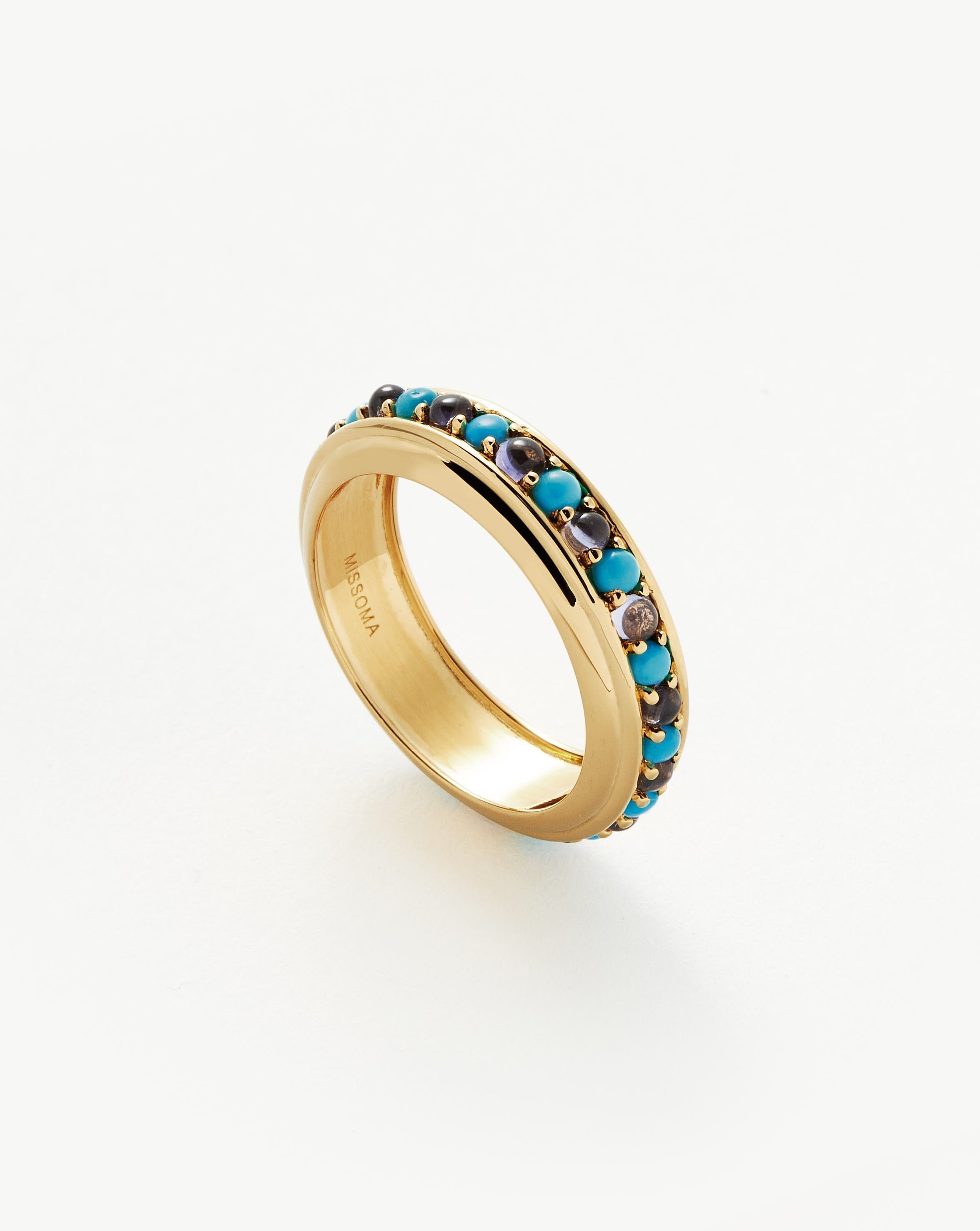 Hot Rox Gemstone Stacking Ring | 18ct Gold Plated Vermeil/Turquoise & Iolite Rings Missoma 
