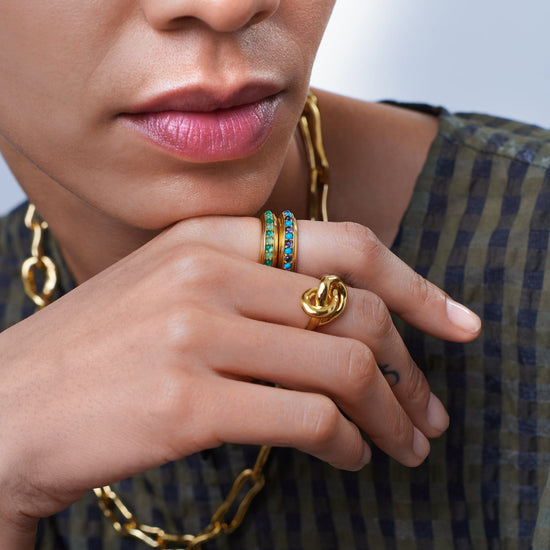 Hot Rox Gemstone Stacking Ring | 18ct Gold Plated Vermeil/Turquoise & Iolite Rings Missoma 