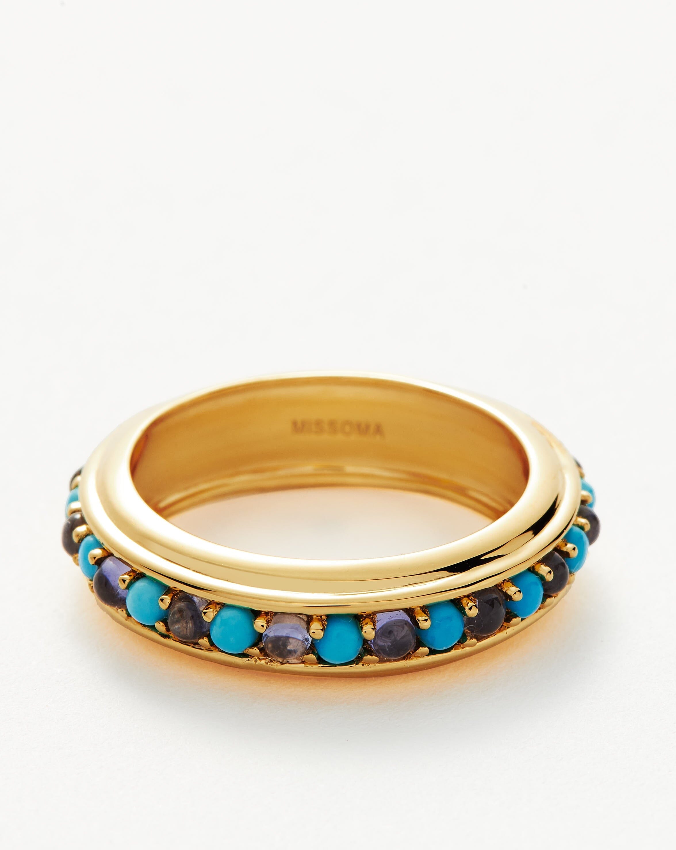 Hot Rox Gemstone Stacking Ring | 18ct Gold Plated Vermeil/Turquoise & Iolite Rings Missoma 