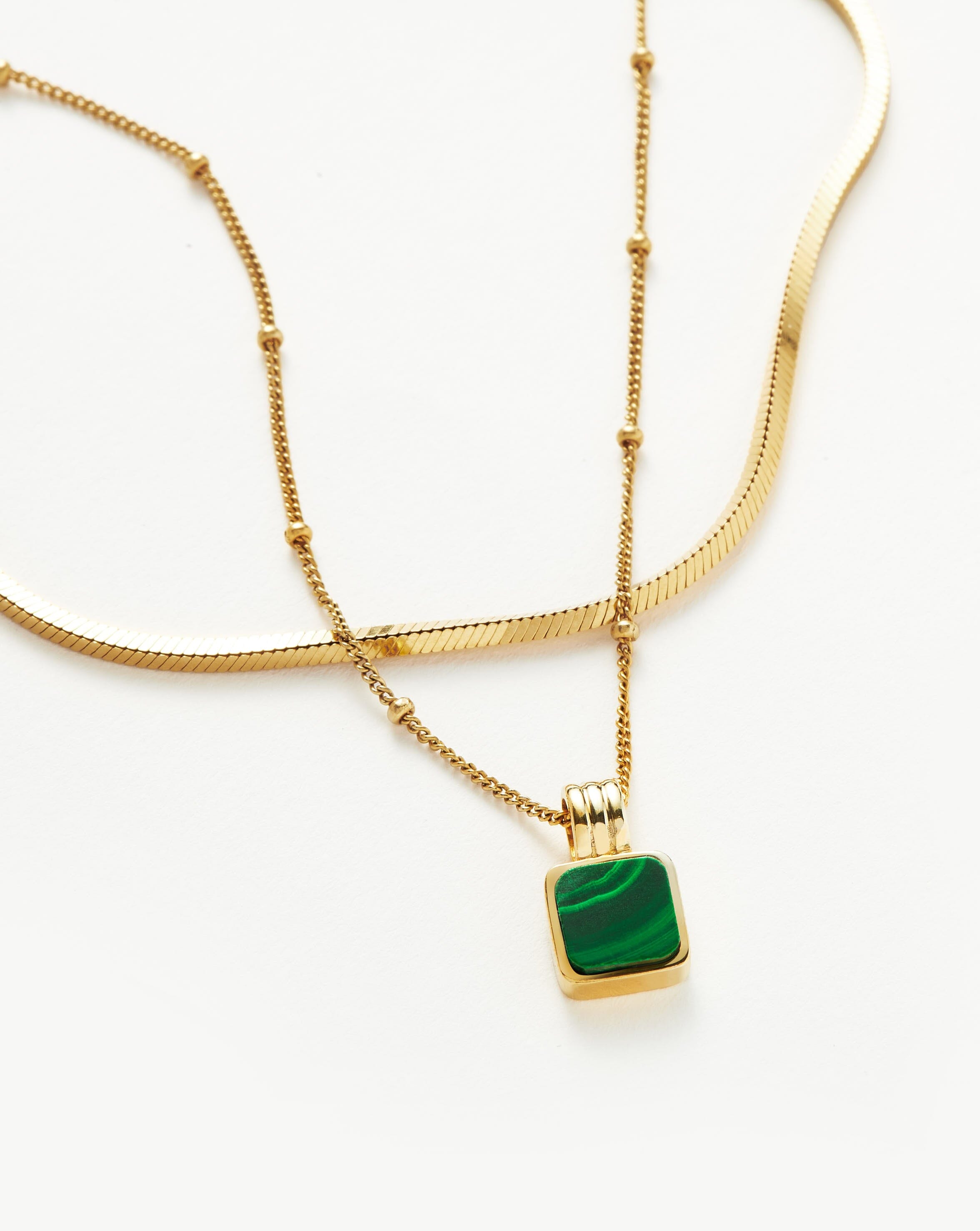 Iconic Lucy Williams Malachite Necklace Set | 18ct Gold Plated Vermeil/Malachite Necklaces Missoma 
