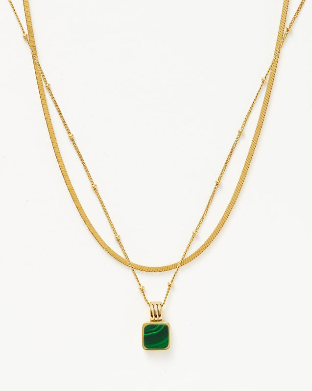 Iconic Lucy Williams Malachite Necklace Set | 18k Gold Vermeil/Malachite
