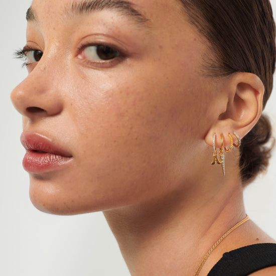 Initial Single Charm Hoop Earring - Initial A | 18ct Gold Plated Vermeil Earrings Missoma 