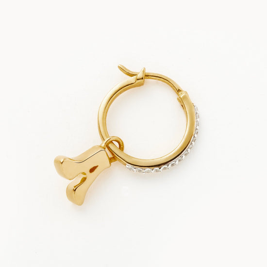Initial Single Charm Hoop Earring - Initial A | 18ct Gold Plated Vermeil Earrings Missoma 