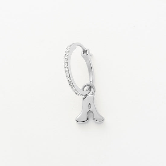 Initial Single Charm Hoop Earring - Initial A | Sterling Silver Earrings Missoma 
