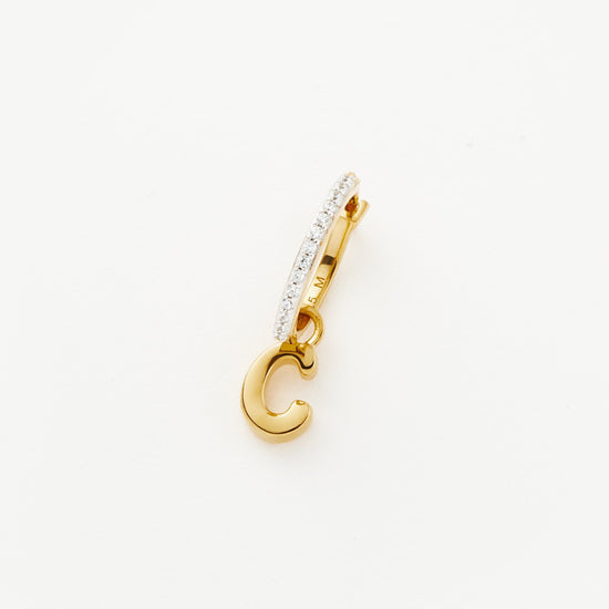 Initial Single Charm Hoop Earring - Initial C | 18ct Gold Plated Vermeil Earrings Missoma 