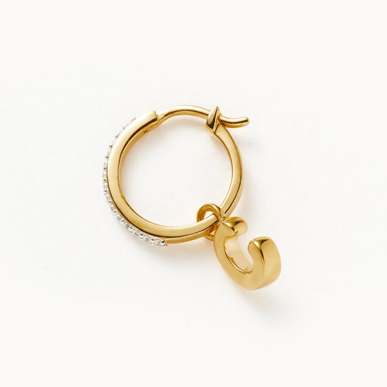 Initial Single Charm Hoop Earring - Initial C | 18ct Gold Plated Vermeil Earrings Missoma 
