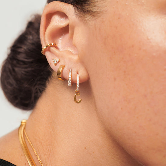 Initial Single Charm Hoop Earring - Initial C | 18ct Gold Plated Vermeil Earrings Missoma 