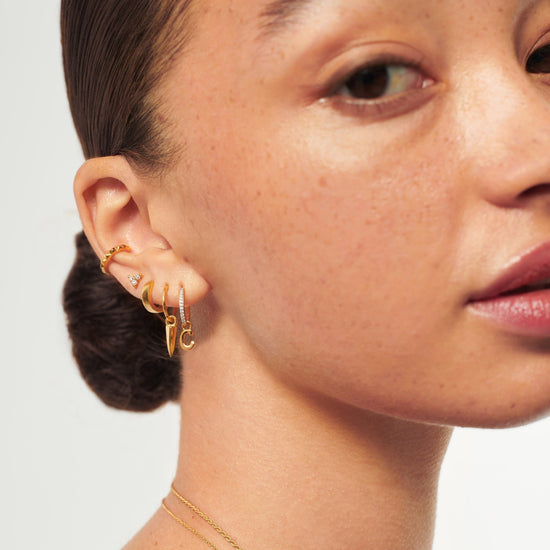 Initial Single Charm Hoop Earring - Initial C | 18ct Gold Plated Vermeil Earrings Missoma 