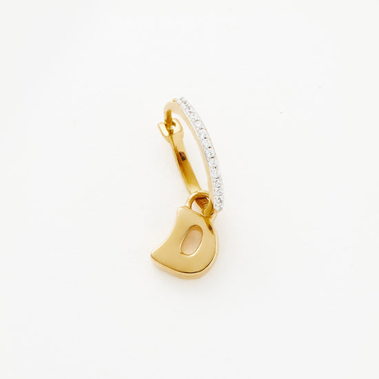 Initial Single Charm Hoop Earring - Initial D | 18ct Gold Plated Vermeil Earrings Missoma 