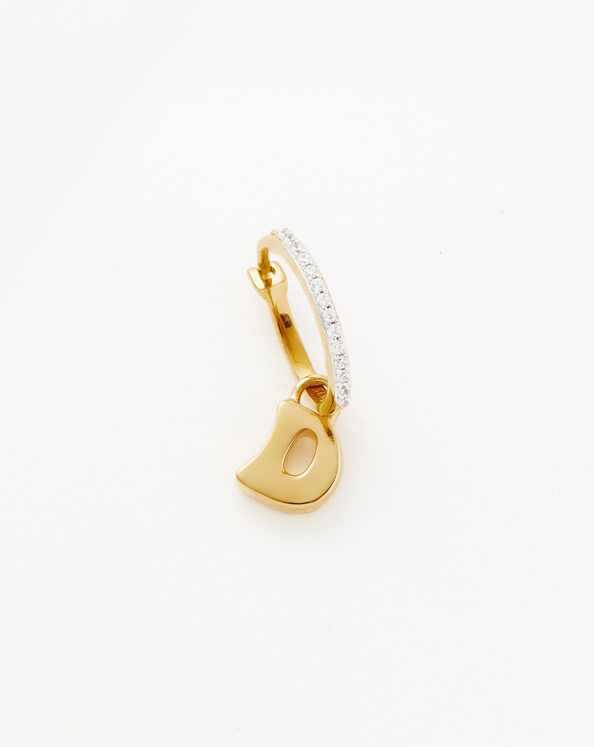 Initial Single Charm Hoop Earring - Initial D | 18ct Gold Plated Vermeil Earrings Missoma 