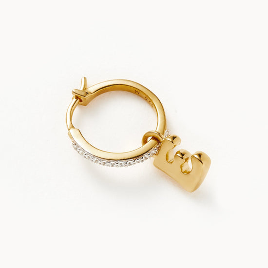Initial Single Charm Hoop Earring - Initial E | 18ct Gold Plated Vermeil Earrings Missoma 