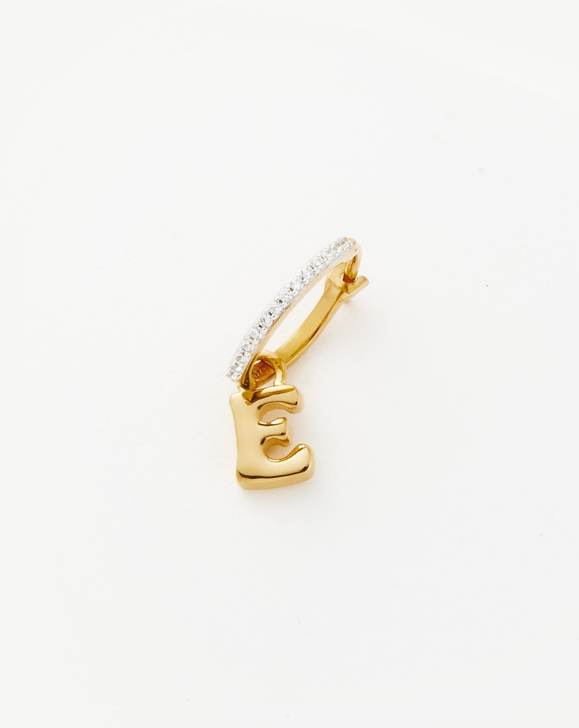 Initial Single Charm Hoop Earring - Initial E | 18ct Gold Plated Vermeil Earrings Missoma 