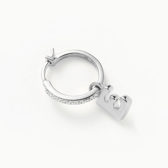 Initial Single Charm Hoop Earring - Initial E | Sterling Silver Earrings Missoma 