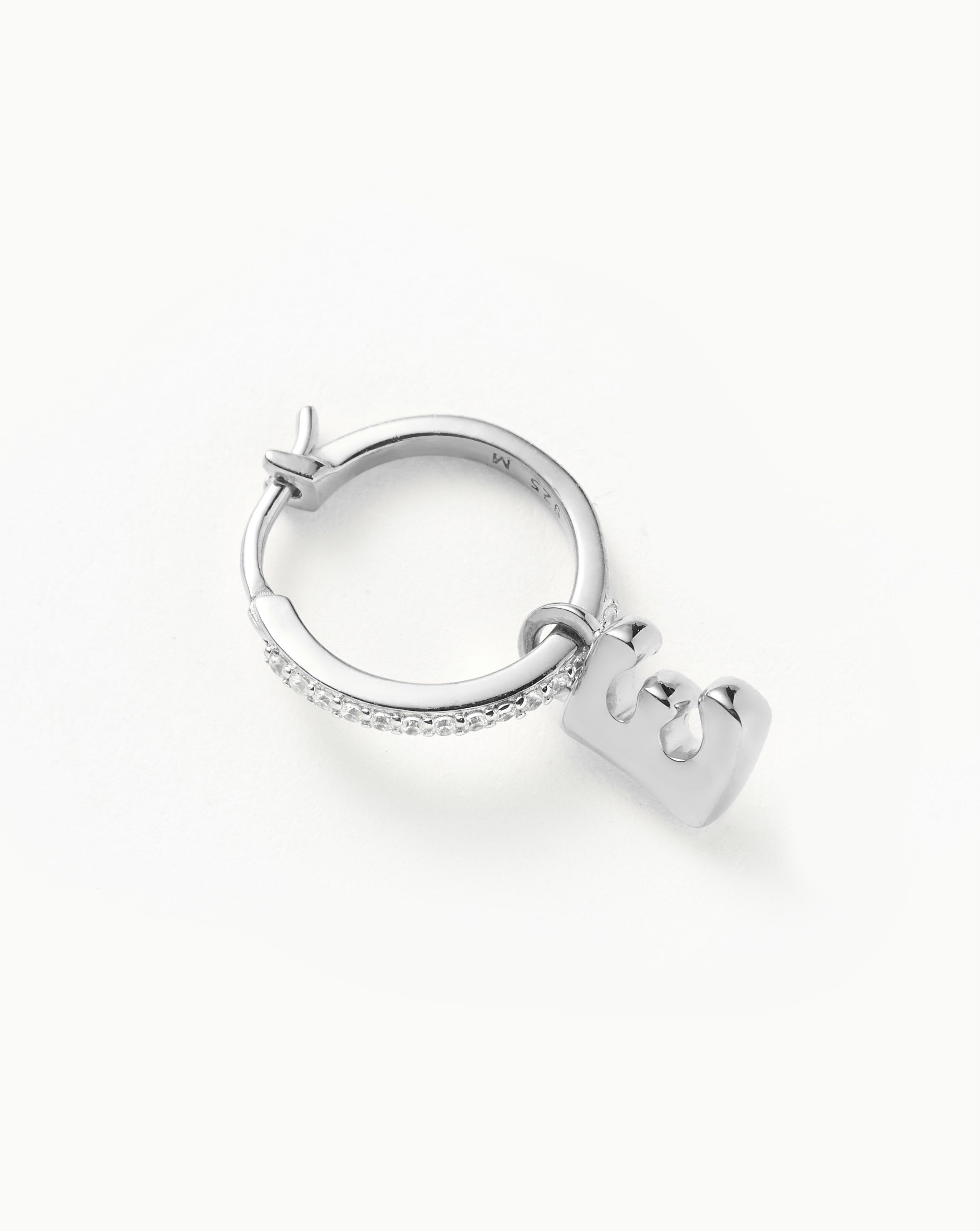 Initial Single Charm Hoop Earring - Initial E | Sterling Silver Earrings Missoma 