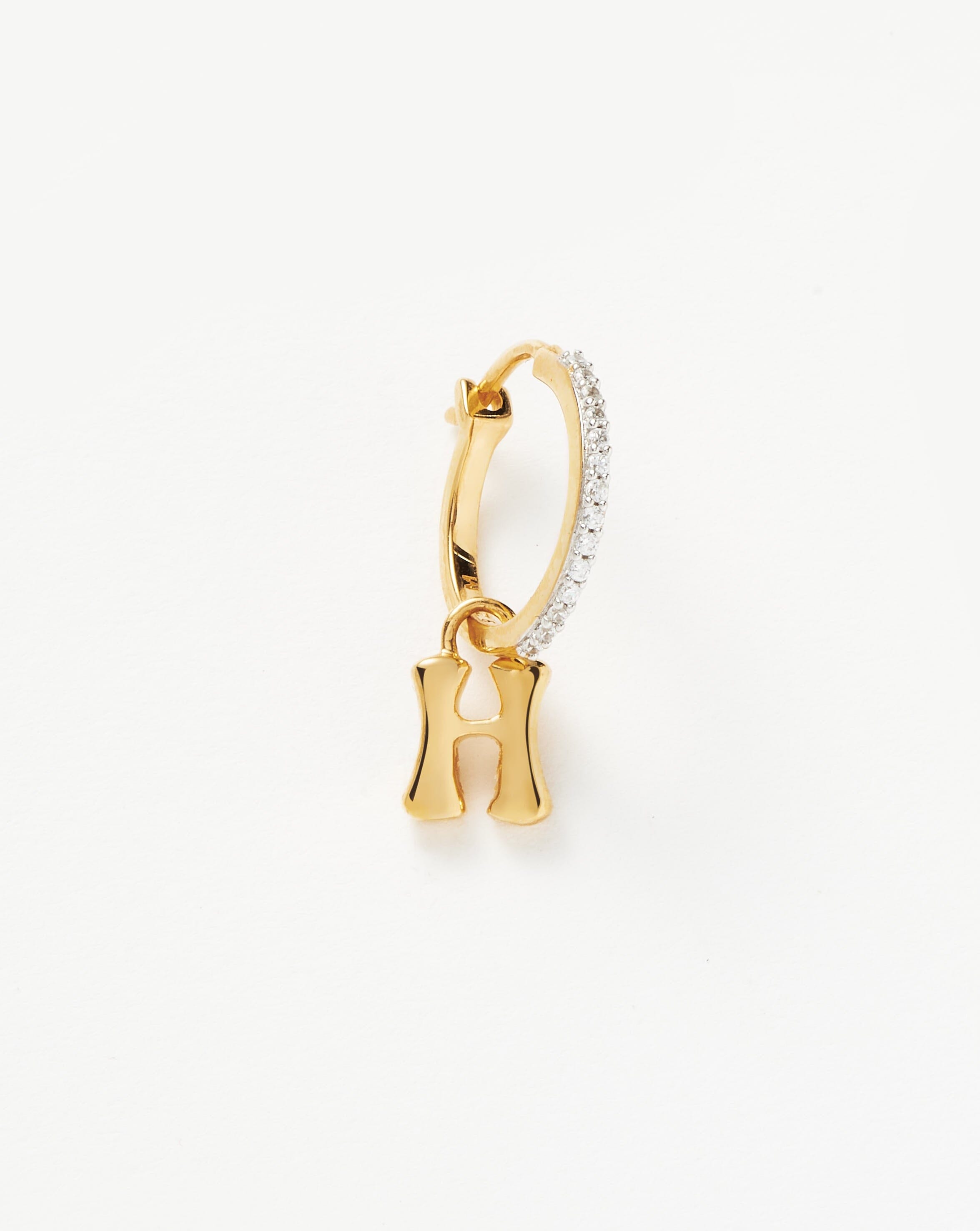 Initial Single Charm Hoop Earring - Initial H | 18ct Gold Plated Vermeil Earrings Missoma 