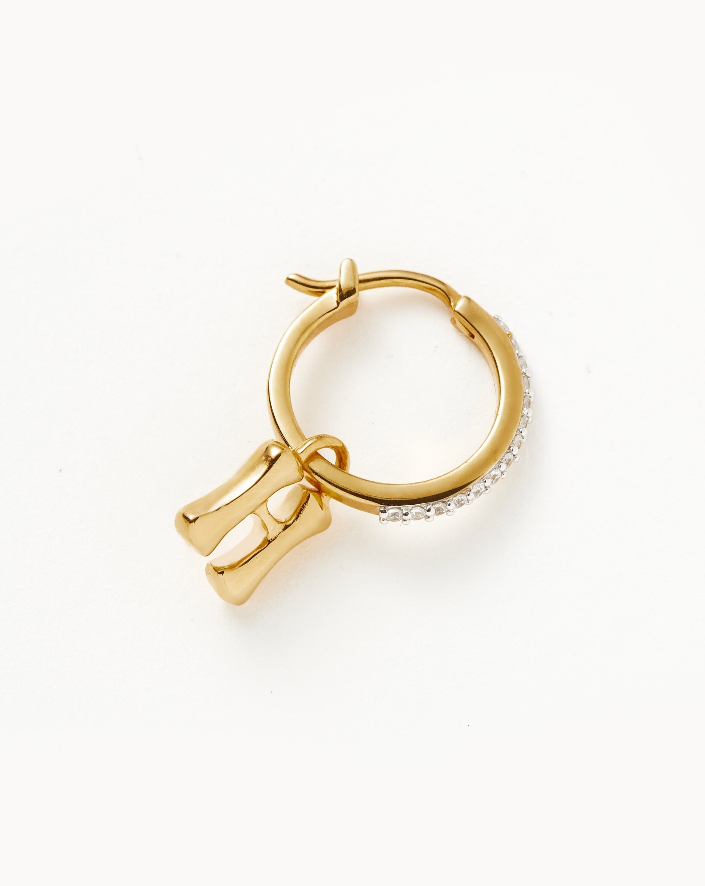 Initial Single Charm Hoop Earring - Initial H | 18ct Gold Plated Vermeil Earrings Missoma 