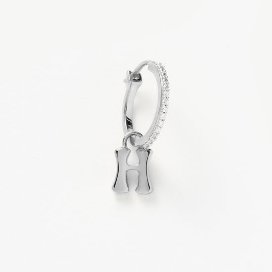 Initial Single Charm Hoop Earring - Initial H | Sterling Silver Earrings Missoma 