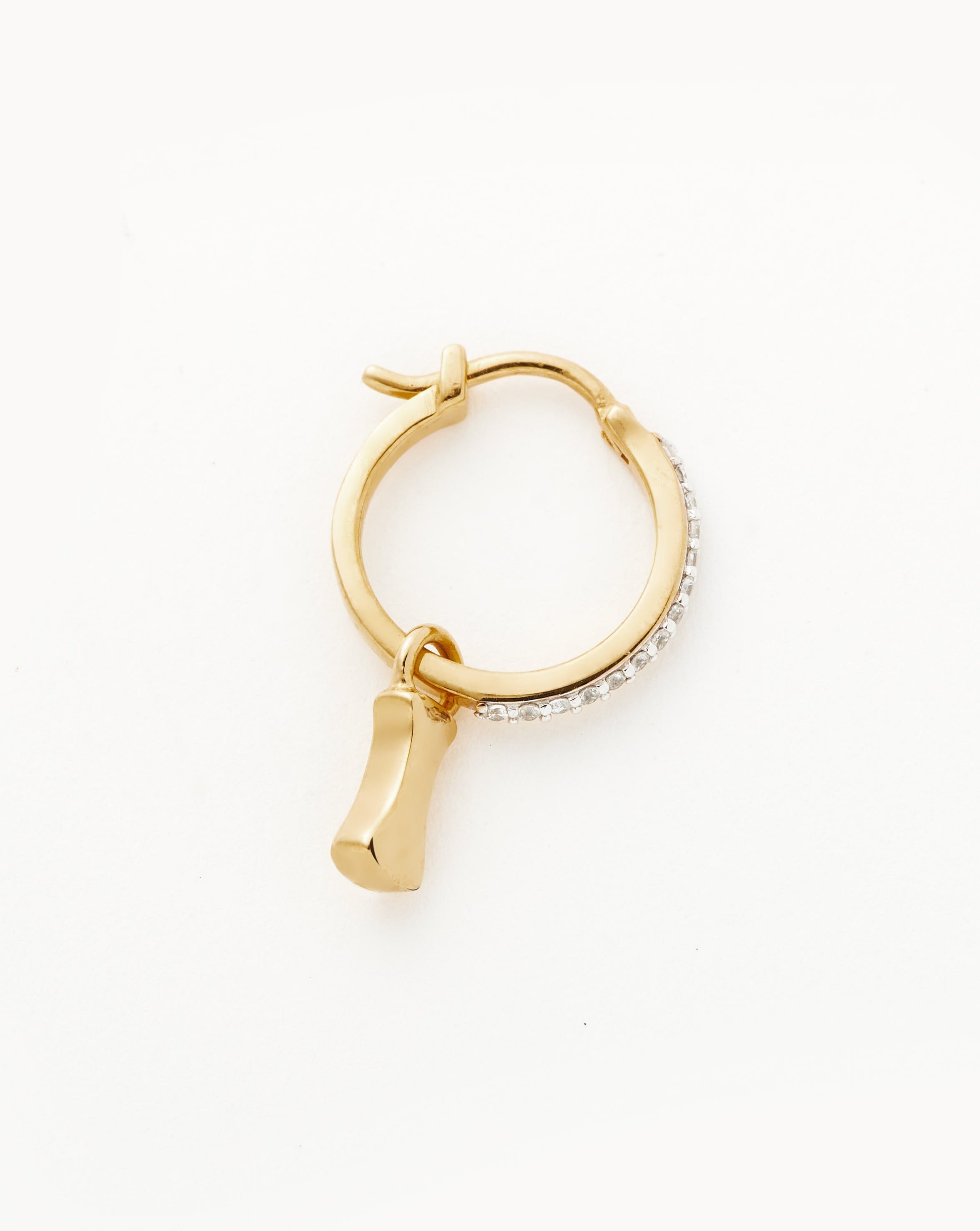 Initial Single Charm Hoop Earring - Initial I | 18ct Gold Plated Vermeil Earrings Missoma 