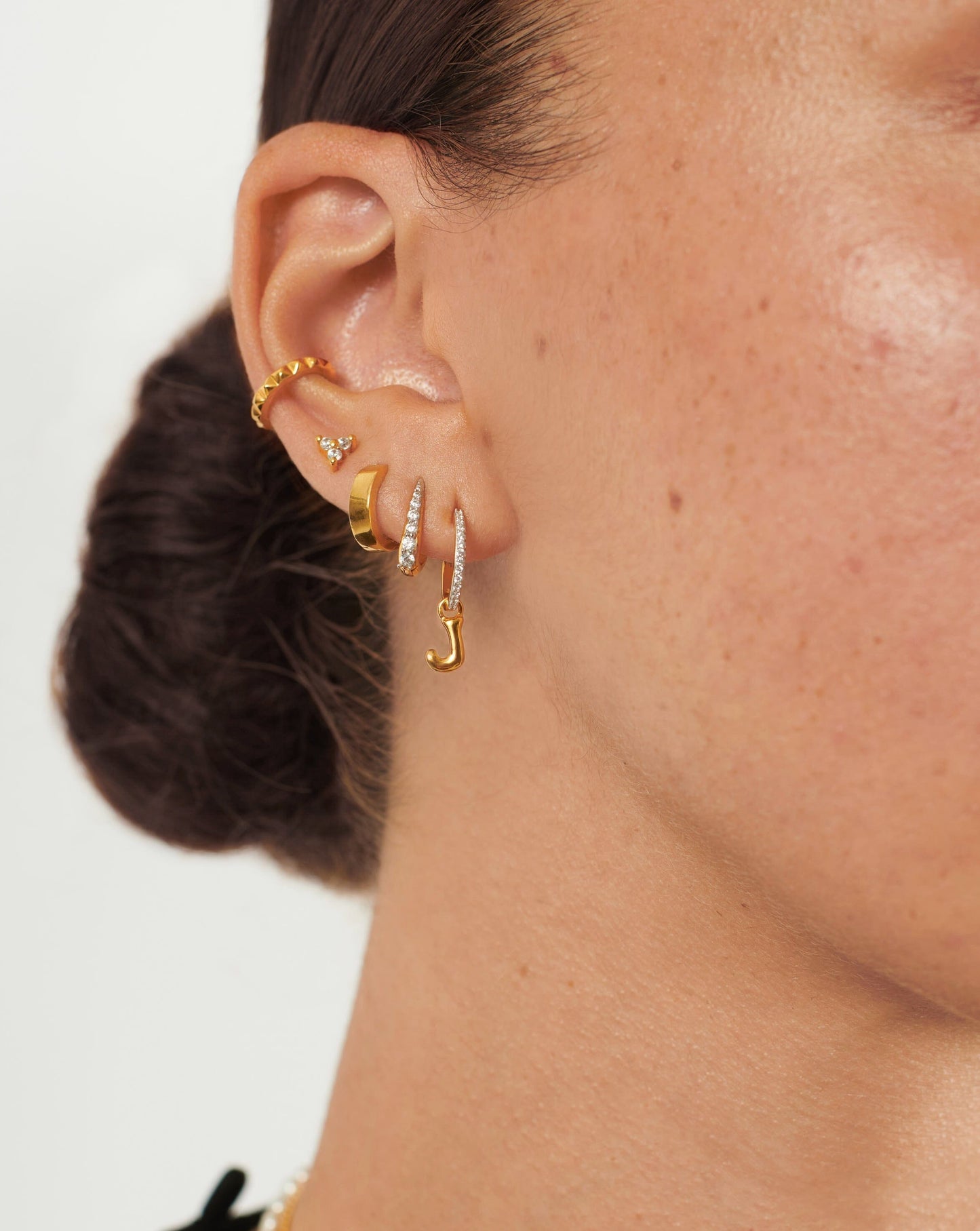 Initial Single Charm Hoop Earring - Initial J | 18ct Gold Plated Vermeil Earrings Missoma 