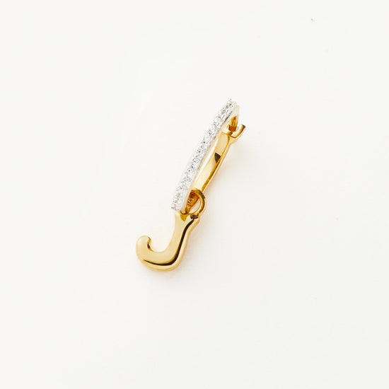 Initial Single Charm Hoop Earring - Initial J | 18ct Gold Plated Vermeil Earrings Missoma 