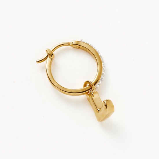 Initial Single Charm Hoop Earring - Initial L | 18ct Gold Plated Vermeil Earrings Missoma 
