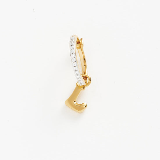 Initial Single Charm Hoop Earring - Initial L | 18ct Gold Plated Vermeil Earrings Missoma 