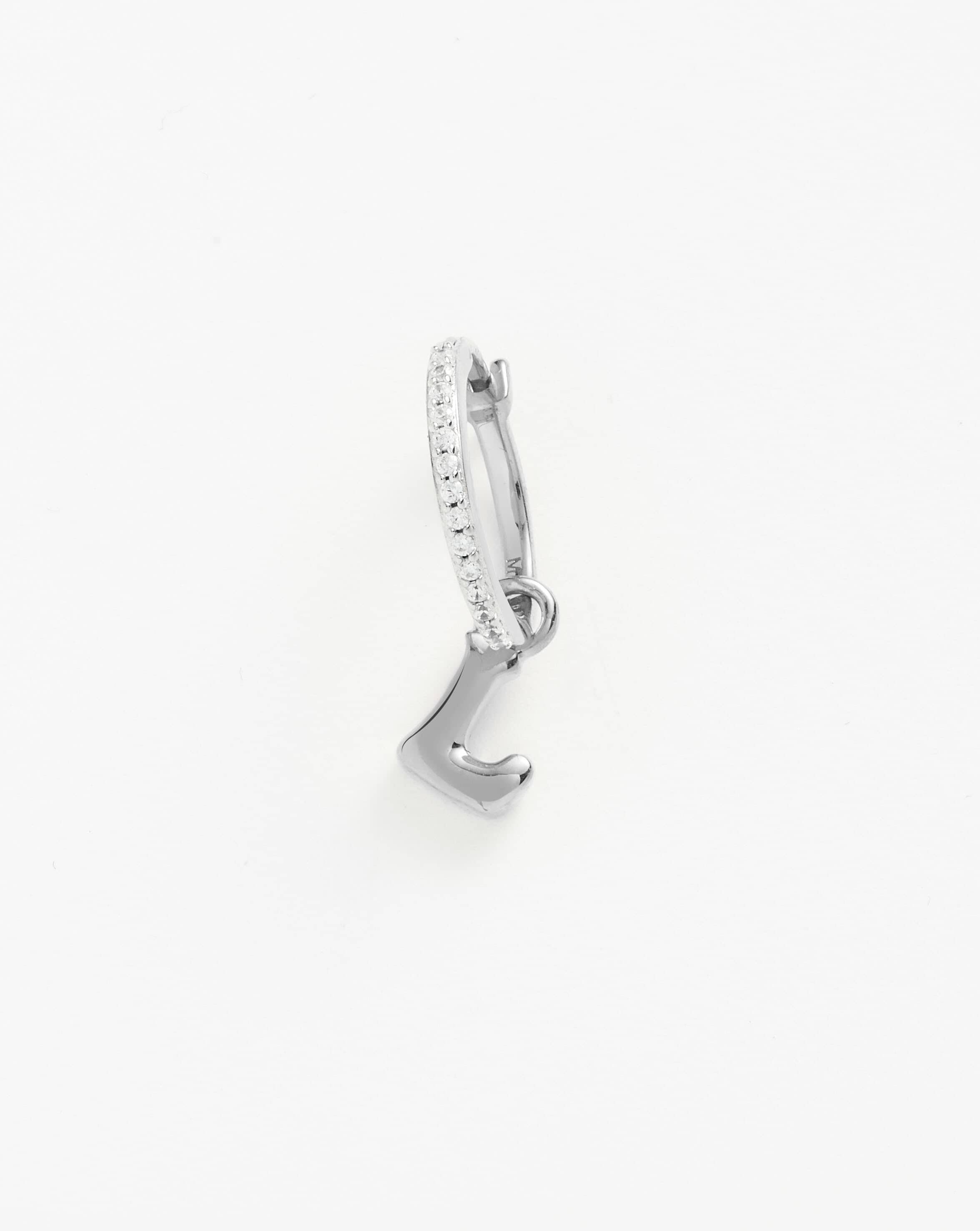 Initial Single Charm Hoop Earring - Initial L | Sterling Silver Earrings Missoma 