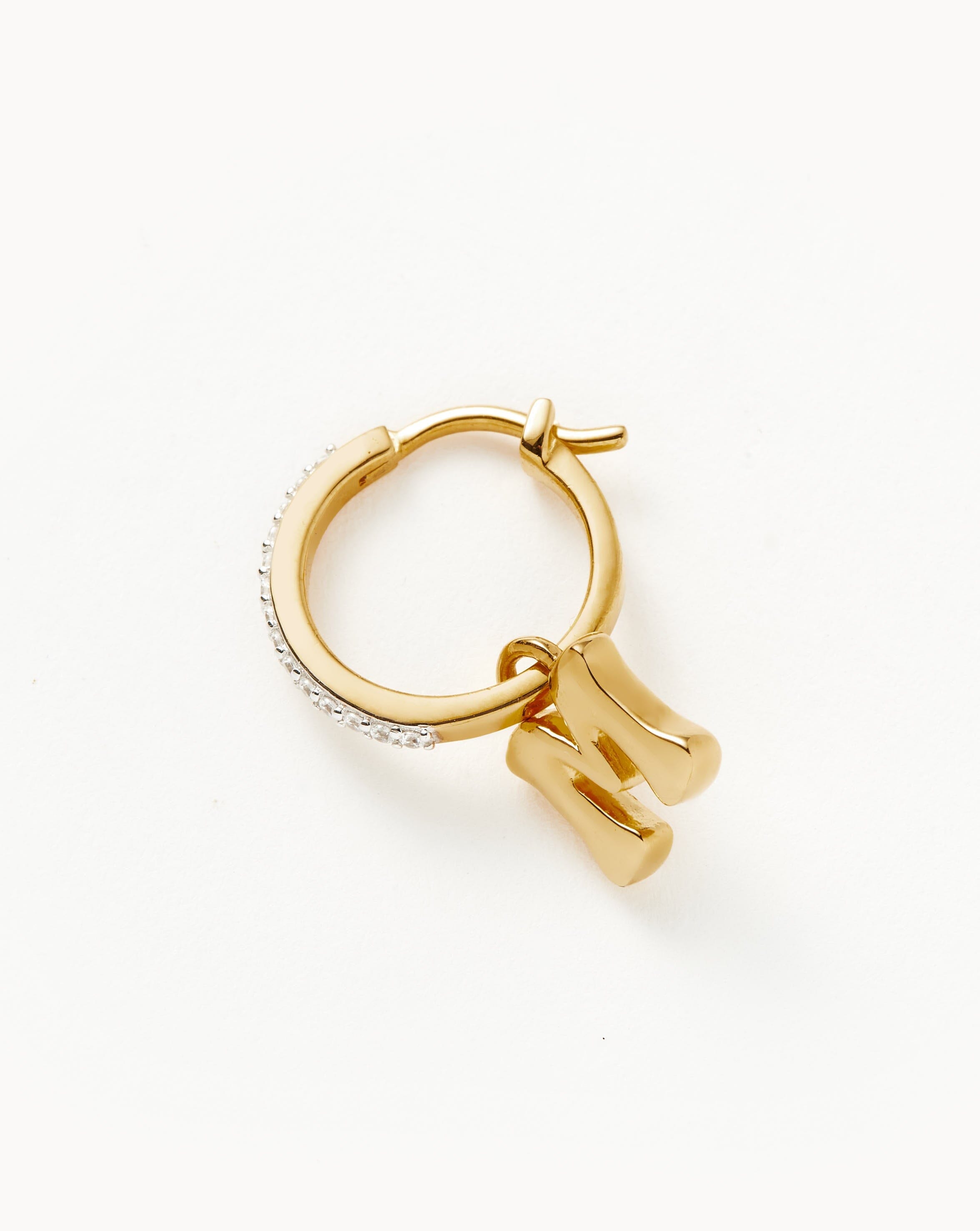 Initial Single Charm Hoop Earring - Initial M | 18ct Gold Plated Vermeil Earrings Missoma 