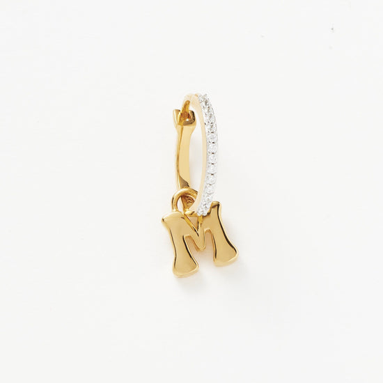 Initial Single Charm Hoop Earring - Initial M | 18ct Gold Plated Vermeil Earrings Missoma 