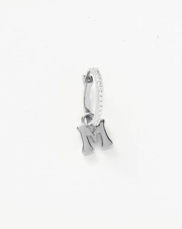 Initial Single Charm Hoop Earring - Initial M | Sterling Silver Earrings Missoma 